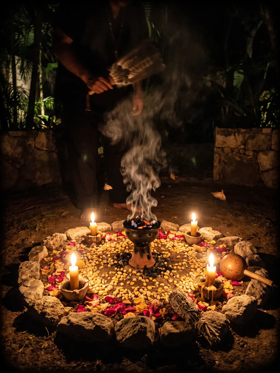 Ceremonia maya con copal